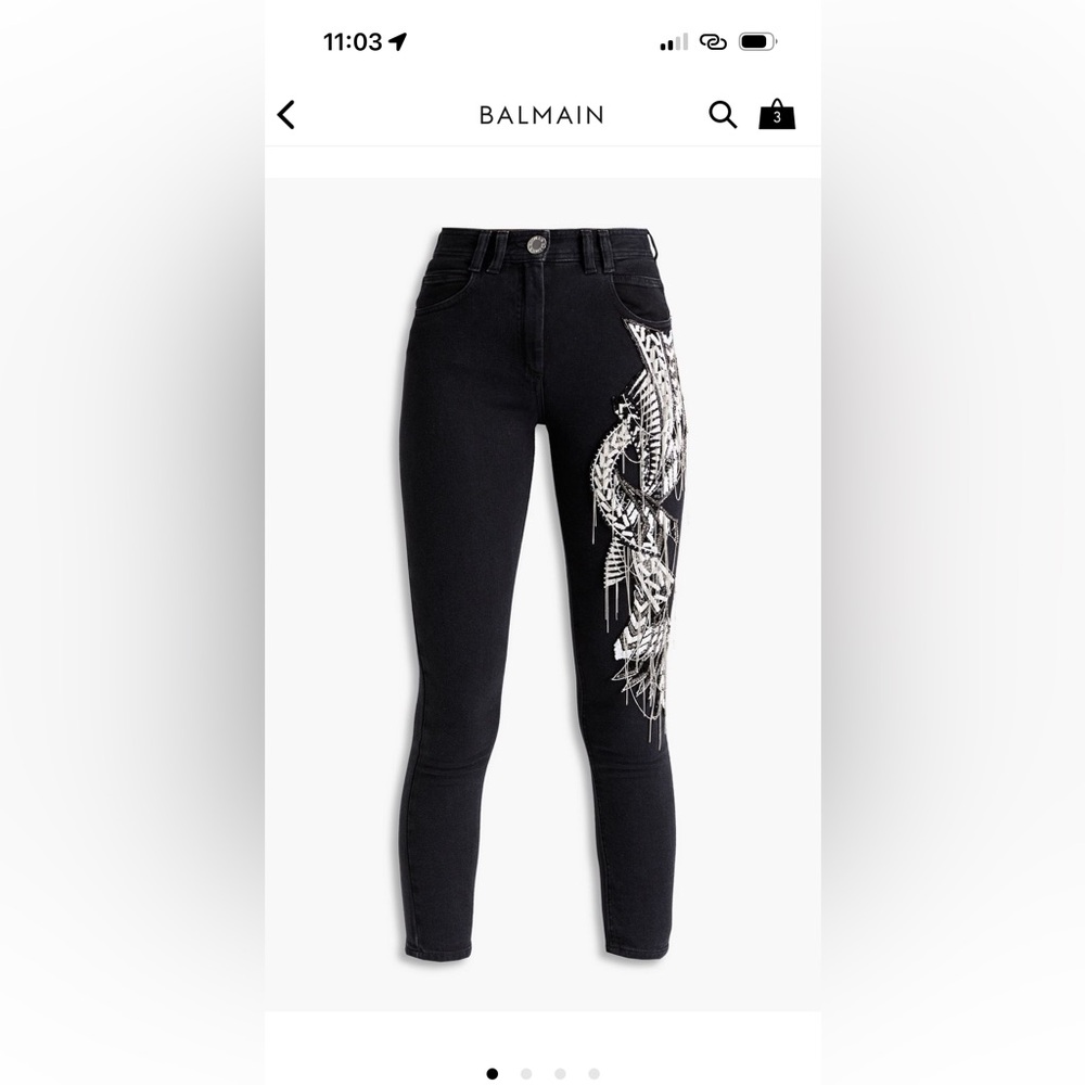 Balmain Black Denim with Silver Button